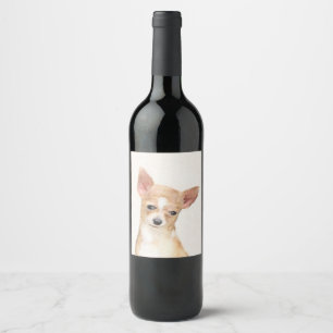 Étiquette Pour Bouteilles De Vin Chihuahua Peinture - Cute Original Chien Art