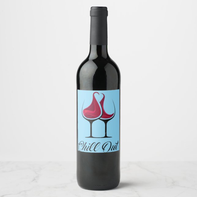 Étiquette Pour Bouteilles De Vin Chill Out Amour du Vin  (Devant)