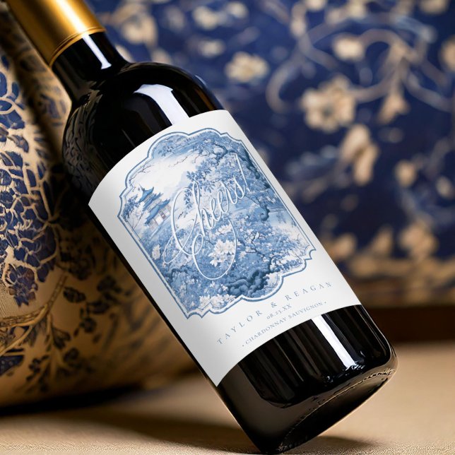 Étiquette Pour Bouteilles De Vin Chinoiserie Mariage Motif Cheers ID1094 (Créateur téléchargé)