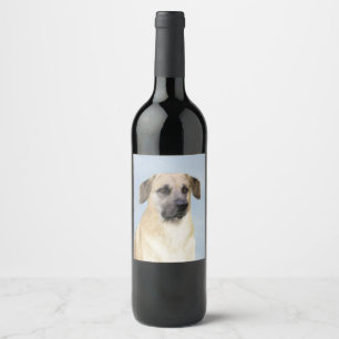 Étiquette Pour Bouteilles De Vin Chinook (Oreilles Laissées) Peinture - Art Chien o