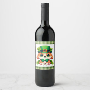 Étiquette Pour Bouteilles De Vin Chiot de la Saint-Patricks