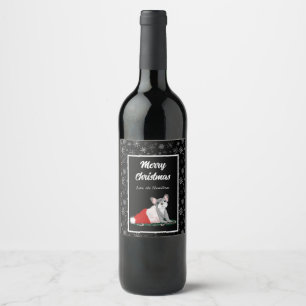Étiquette Pour Bouteilles De Vin Chiots Bouledogue Français avec le Chapeau de Père