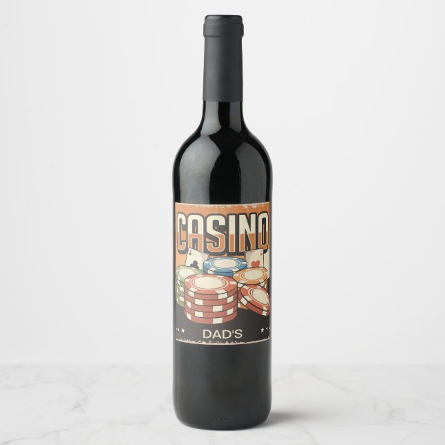 Étiquette Pour Bouteilles De Vin Chips de poker fête des pères Casino (Devant)