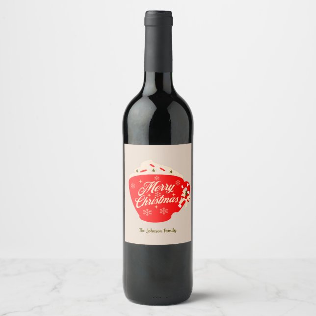 Étiquette Pour Bouteilles De Vin Chocolat Chaud Noël Brun  (Devant)