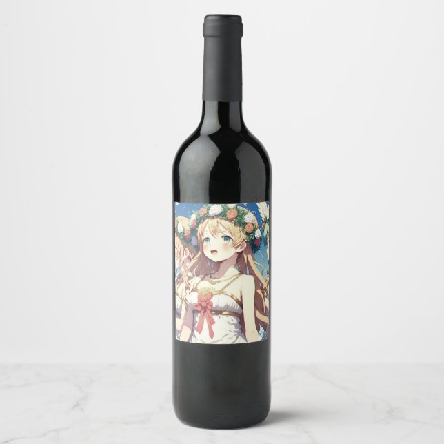 Étiquette Pour Bouteilles De Vin Choeur d'anime (Devant)