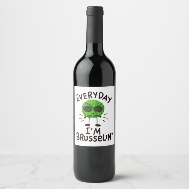 Étiquette Pour Bouteilles De Vin Chou de Bruxelles végétalien (Devant)