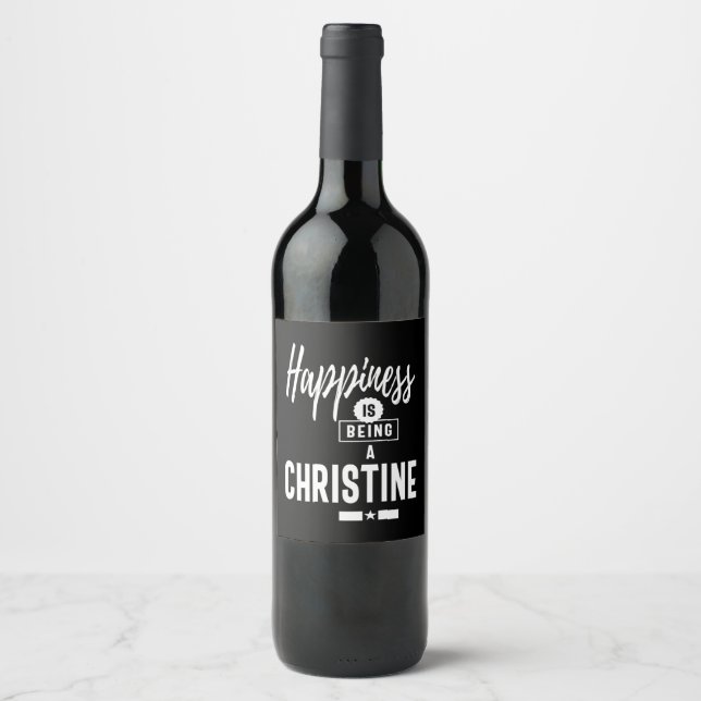 Étiquette Pour Bouteilles De Vin Christine Nom personnalisé Cadeau Anniversaire (Devant)