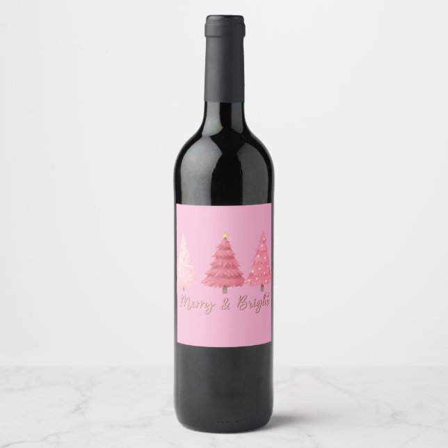 Étiquette Pour Bouteilles De Vin Christmas pink wine bottle label (Devant)