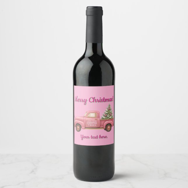 Étiquette Pour Bouteilles De Vin Christmas Pink Wine bottle Label (Devant)