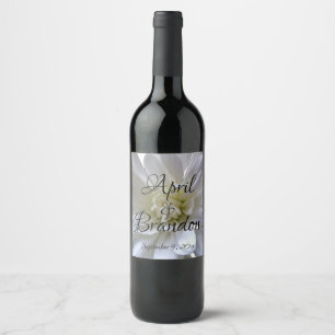 Étiquette Pour Bouteilles De Vin Chrysanthème mum blanc élégant