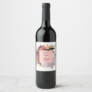 Étiquette Pour Bouteilles De Vin Chrysanthème romantique sur Gossamer Pink