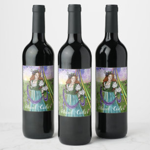 Étiquette Pour Bouteilles De Vin Cidre Maypole médiévale paysanne