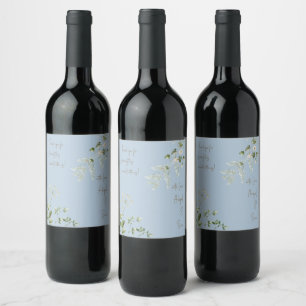 Étiquette Pour Bouteilles De Vin Ciel bleu avec Mariage de verdure amour