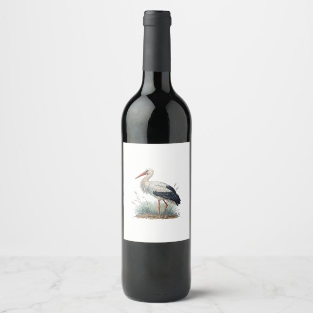 Étiquette Pour Bouteilles De Vin Cigogne (Devant)