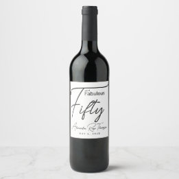 Étiquette Pour Bouteilles De Vin Cinquante ans et Fantastique Script Fête d'anniver