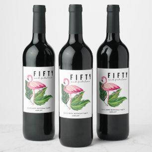 Étiquette Pour Bouteilles De Vin Cinquante et fabuleux Flamant rose 50e fête d'ann