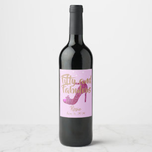 Étiquette Pour Bouteilles De Vin Cinquante et fabuleux textes en or rose chaud Girl