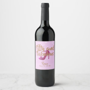 Étiquette Pour Bouteilles De Vin Cinquante et fabuleux textes en or rose chaud Girl