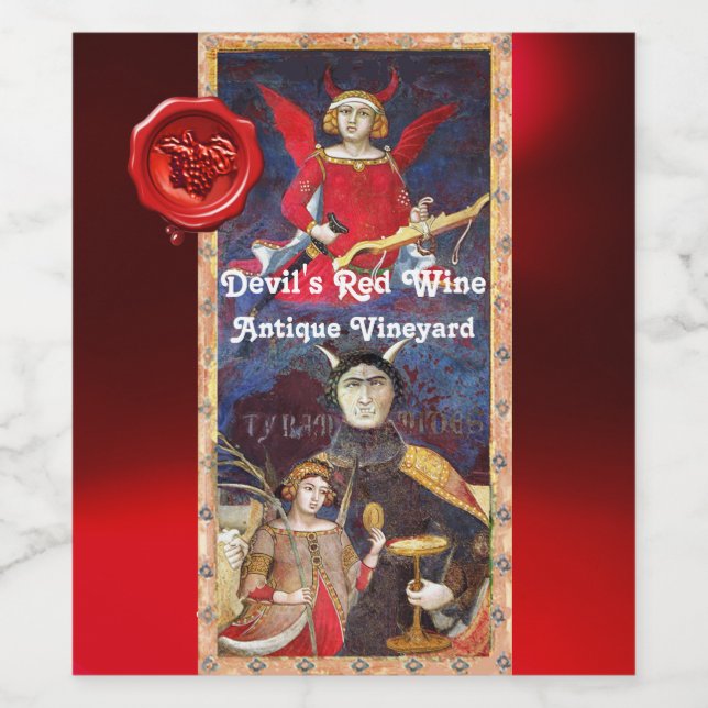 ÉTIQUETTE POUR BOUTEILLES DE VIN CIRAGE À L'ESTAMPILLE AU VIN ROUGE DU DIABLE / TAR (Étiquettes simples)