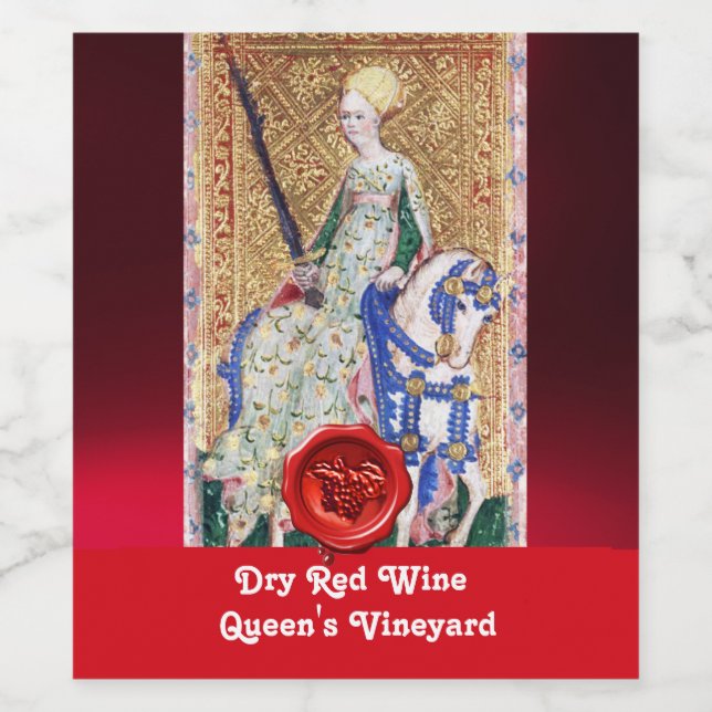 ÉTIQUETTE POUR BOUTEILLES DE VIN CIRAGE POUR VIN ROUGE VIGNOBLE DE LA REINE / TAROT (Étiquettes simples)