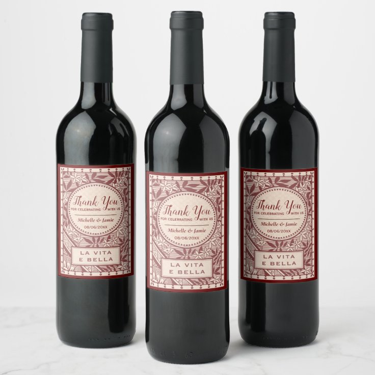 Etiquette Pour Bouteilles De Vin Citation De L Elegante Bourgogne La Vita E Bella Zazzle Fr