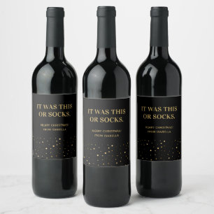 Étiquette Pour Bouteilles De Vin Citation de Noël drôle en or noir humoristique