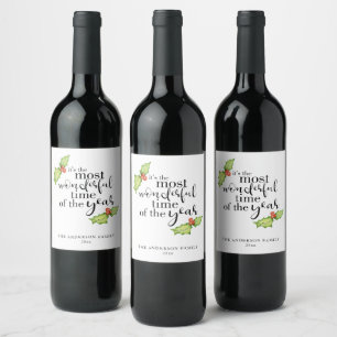 Étiquette Pour Bouteilles De Vin Citation de Noël Plus Merveilleux temps