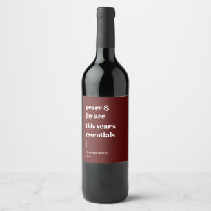 Étiquette Pour Bouteilles De Vin citation moderne paix et joie vacances