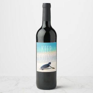 Étiquette Pour Bouteilles De Vin Citation Motivationnelle Continuer à aller Turtle