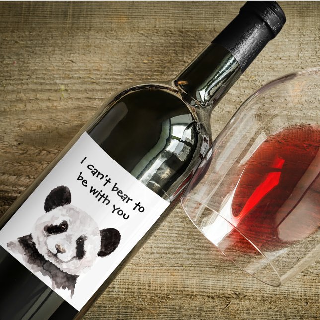 Étiquette Pour Bouteilles De Vin Citation Romantique Moderne Avec Panda Noir Et Bla (Créateur téléchargé)