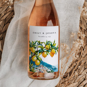 Étiquette Pour Bouteilles De Vin Citron Citrus Côte Amalfi Mariage italien
