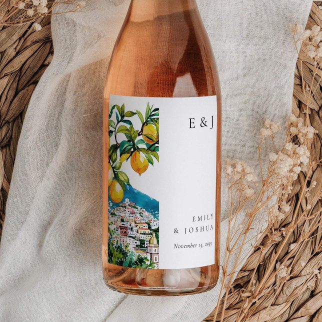 Étiquette Pour Bouteilles De Vin Citron Citrus Côte Amalfi Mariage italien (Créateur téléchargé)