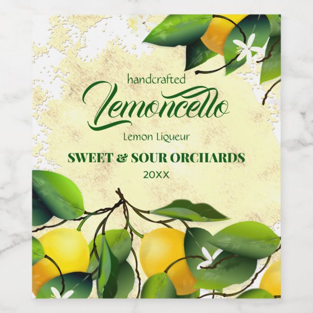Étiquette Pour Bouteilles De Vin Citron Fruit Citrique Lemoncello (Étiquettes simples)