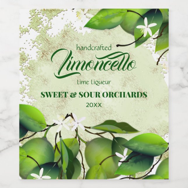 Étiquette Pour Bouteilles De Vin Citron vert Citrus Fruit Lemoncello (Étiquettes simples)