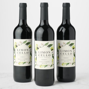 Étiquette Pour Bouteilles De Vin Citrons Botaniques Élégants Cadre Limoncello
