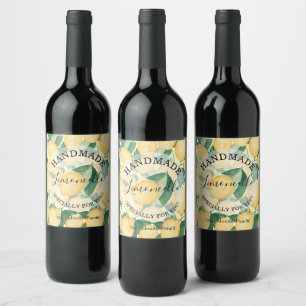 Étiquette Pour Bouteilles De Vin Citrons Feuillage Fabriqué à la main