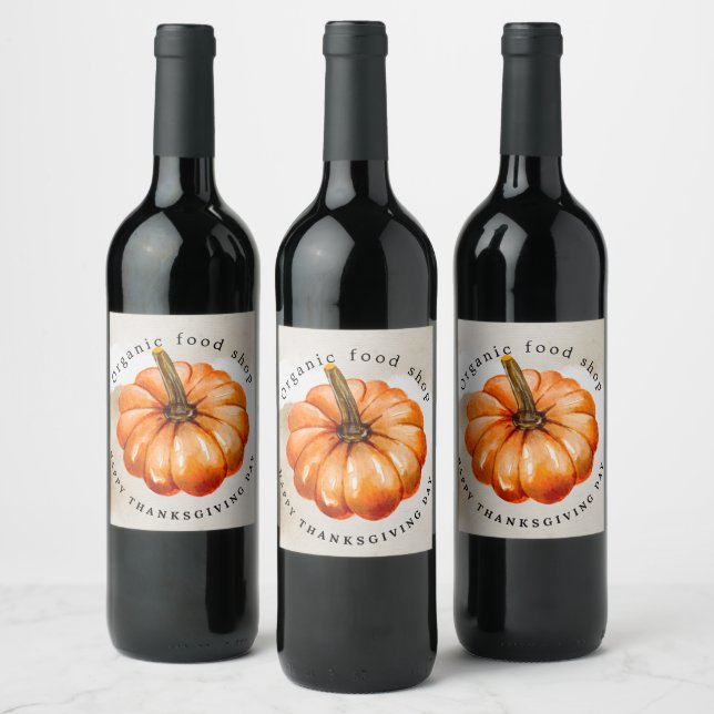 Étiquette Pour Bouteilles De Vin Citrouille de Thanksgiving & Automne (Bouteilles)