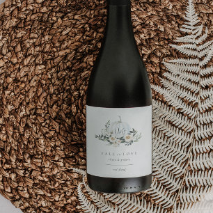 Étiquette Pour Bouteilles De Vin Citrouille de verdure d'automne blanc "Tombez amou