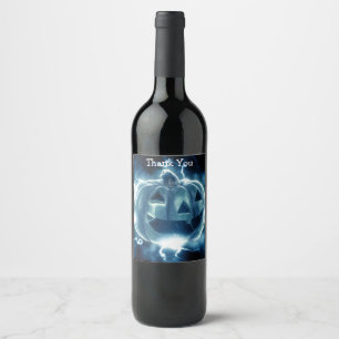 Étiquette Pour Bouteilles De Vin citrouille d'Halloween sous la pluie