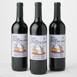 Étiquette Pour Bouteilles De Vin Citrouille Halloween Ghost Étiquette de vin person