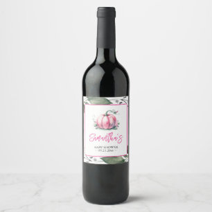 Étiquette Pour Bouteilles De Vin Citrouille rose thème Modèle Vin Étiquette