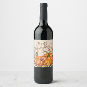 Étiquette Pour Bouteilles De Vin Citrouilles rustiques de Thanksgiving