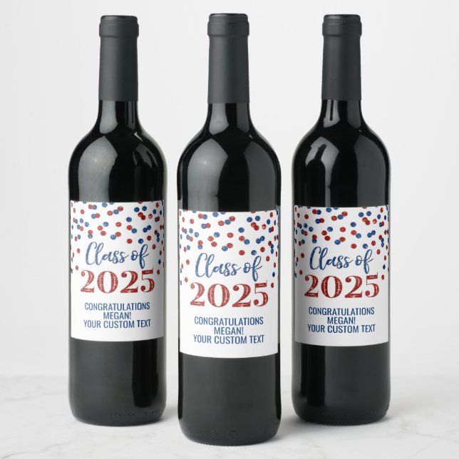 Étiquette Pour Bouteilles De Vin Classe de Parties scintillant Bleu Rouge de 2025 G (Bouteilles)