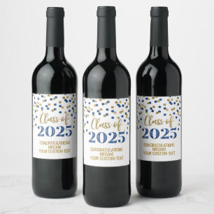 Étiquette Pour Bouteilles De Vin Classe de Parties scintillant d'or bleu de 2025 Gr