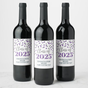 Étiquette Pour Bouteilles De Vin Classe de Parties scintillant Silver Purple de 202