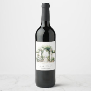 Étiquette Pour Bouteilles De Vin Classé Français Jardin Paysage Mariage d'aquarelle