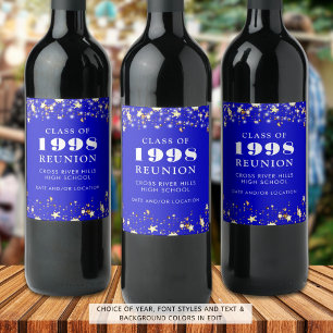 Étiquette Pour Bouteilles De Vin Classe Reunion Royal Blue Gold Stars Personnalisé
