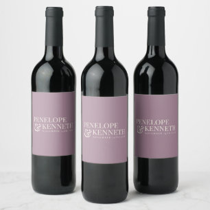 Étiquette Pour Bouteilles De Vin Classic Elegant Dusty Purple Noms De Mariage Perso