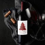 Étiquette Pour Bouteilles De Vin Classic Merry Christmas | Rich Festive Crimson Red<br><div class="desc">C'est la saison pour décorer et divertir ! Moderne, sombre et moody abstrait arbre de vacances et "Joyeux Noël" écrit à la main dans une palette riche et luxueuse. Cet élégant design festif est orné d'un sapin de Noël brillant et fantaisiste avec une plaque de peinture frisonnante rehaussée d'une parties...</div>