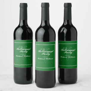 Étiquette Pour Bouteilles De Vin Classic Retraite Golf Clubs Thème Vert Blanc
